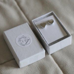 Fierce Deer Sterling Silver Heart Stud Earrings NWT